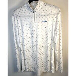 SanSoleil White Blue Print 1/4 Zip Top Golf  Womens XL Performance SPF 50